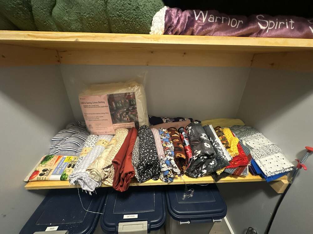 Large Assorted Fabric Remnant and Cotton Batting Craft Bundle